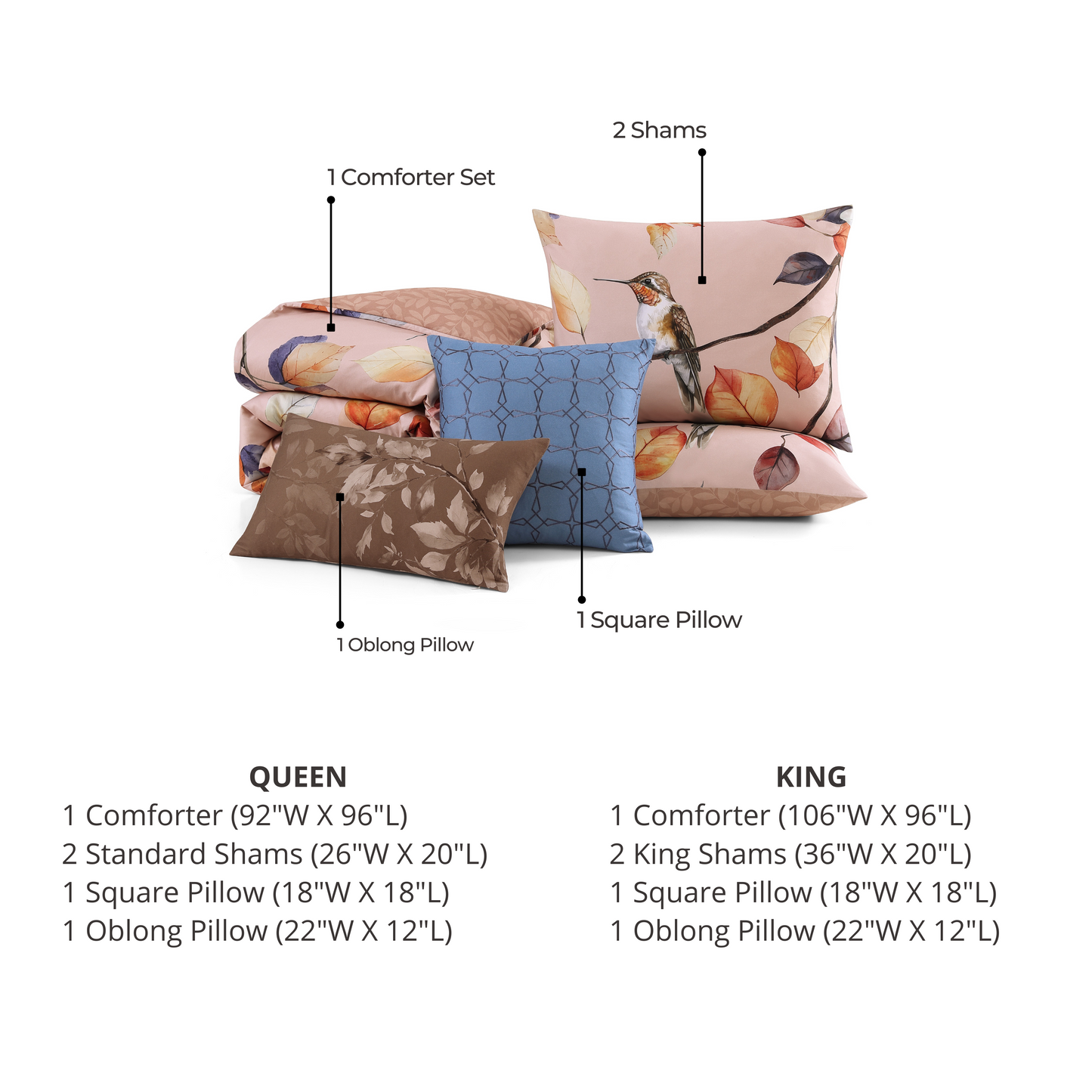 Bebejan Peachy Dogwood 5 Piece Reversible Comforter Set