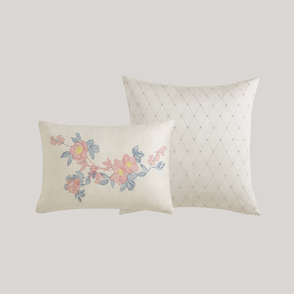 Bebejan Antique Flowers Ivory 5 Piece Reversible Comforter Set