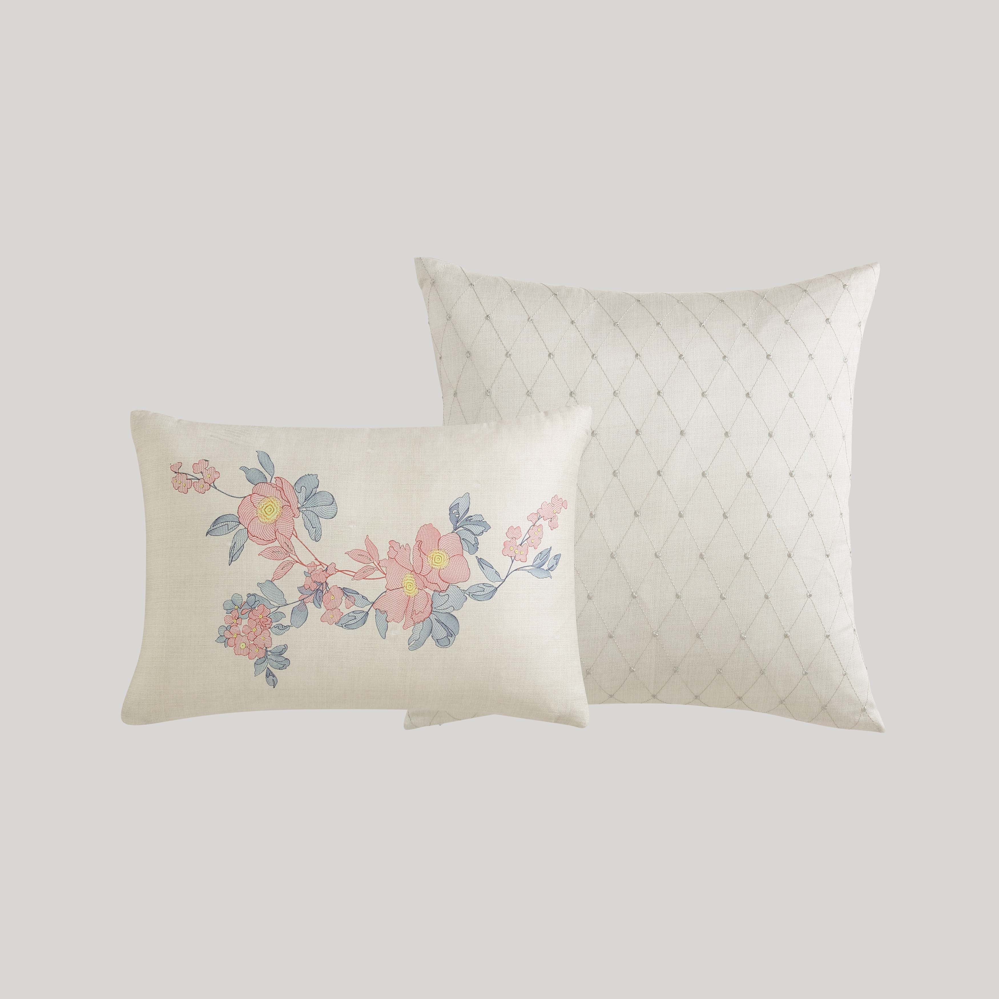 Bebejan Antique Flowers Ivory 5 Piece Reversible Comforter Set