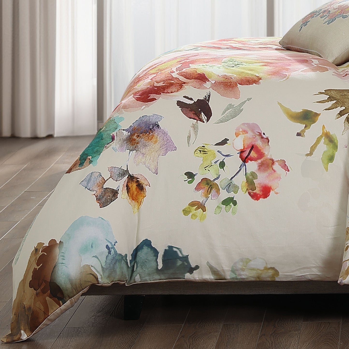 Bebejan Antique Flowers Ivory 5 Piece Reversible Comforter Set