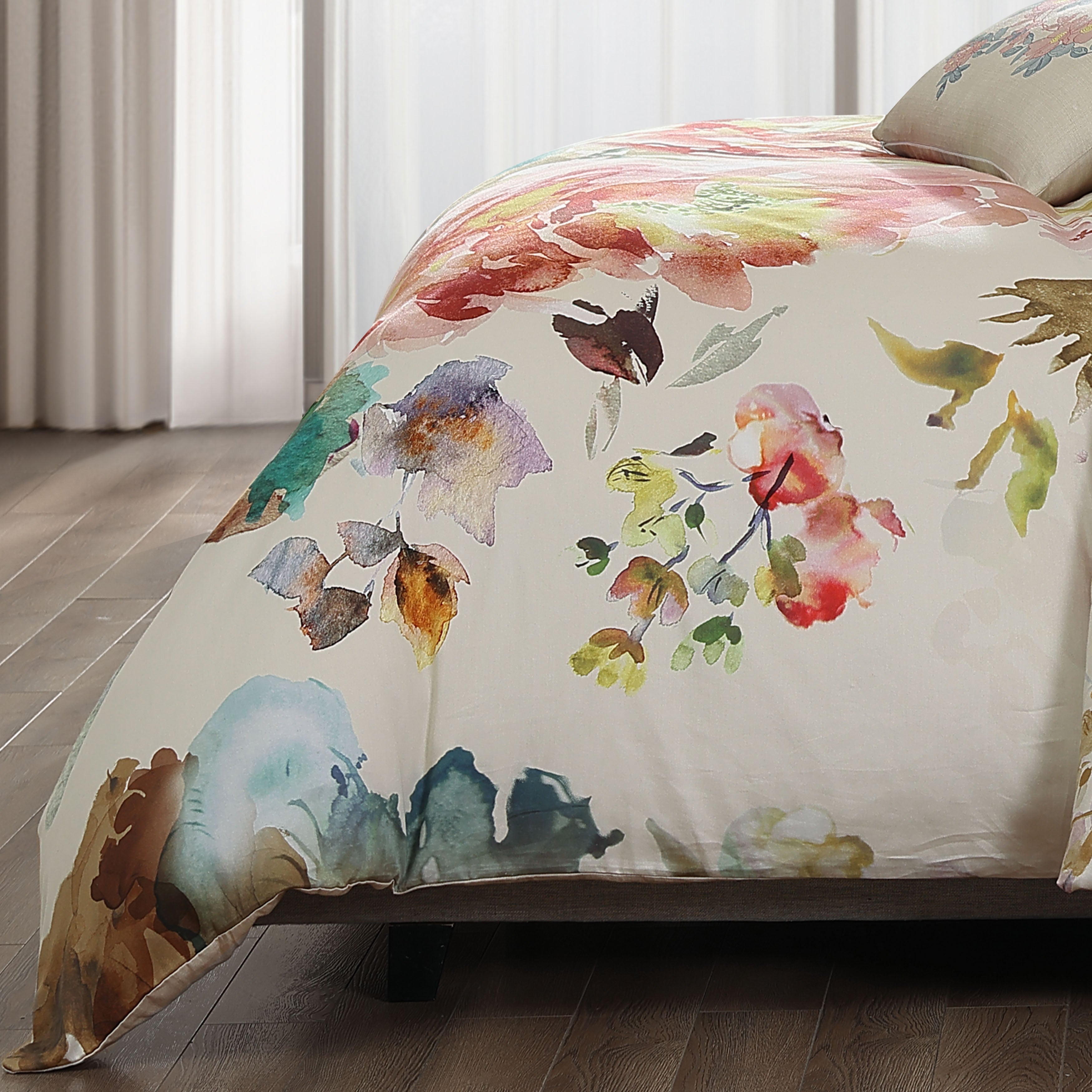 Bebejan Antique Flowers Ivory 5 Piece Reversible Comforter Set