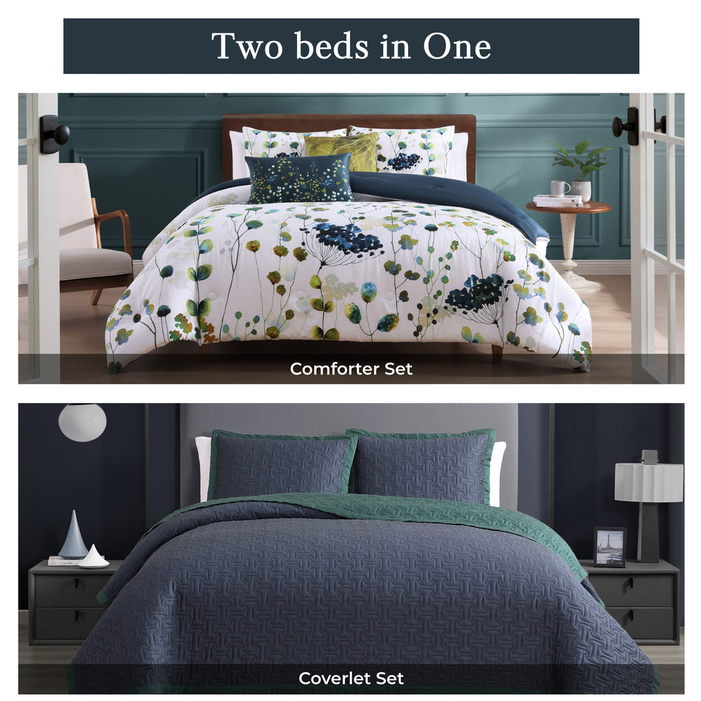 Bebejan Abstract Vines 8 Piece Reversible Comforter & Coverlet Set