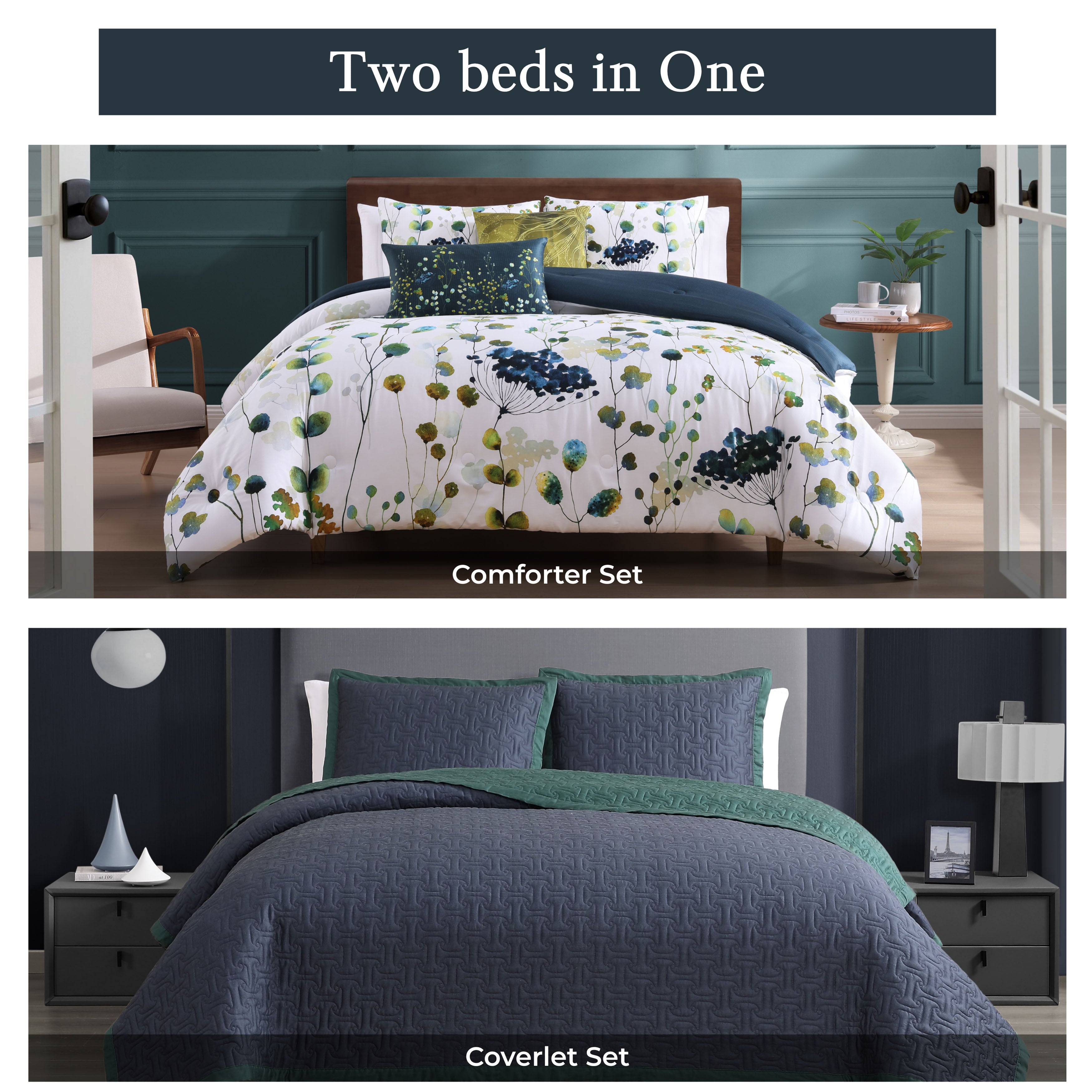 Bebejan Abstract Vines 8 Piece Reversible Comforter & Coverlet Set