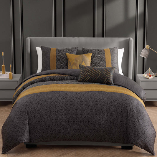 Bebejan Golden Hex 5 Piece Reversible Comforter Set