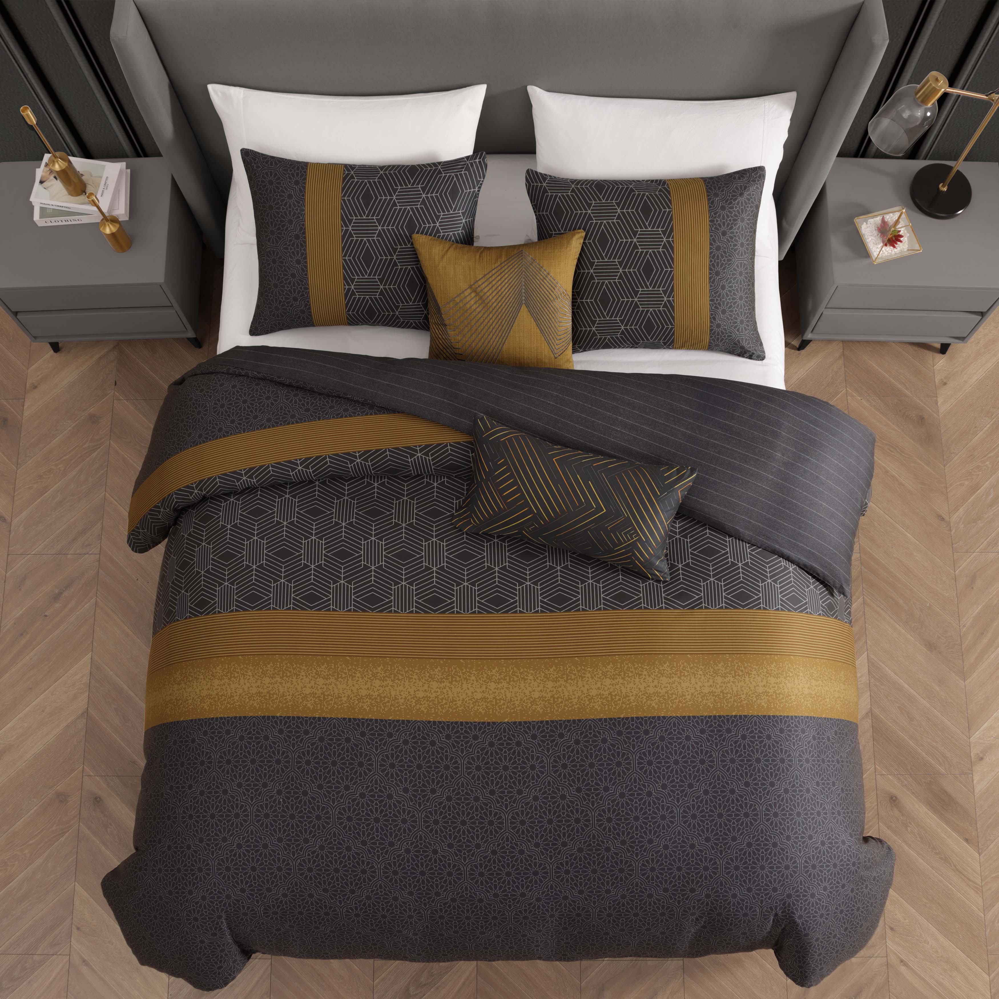 Bebejan Golden Hex 5 Piece Reversible Comforter Set