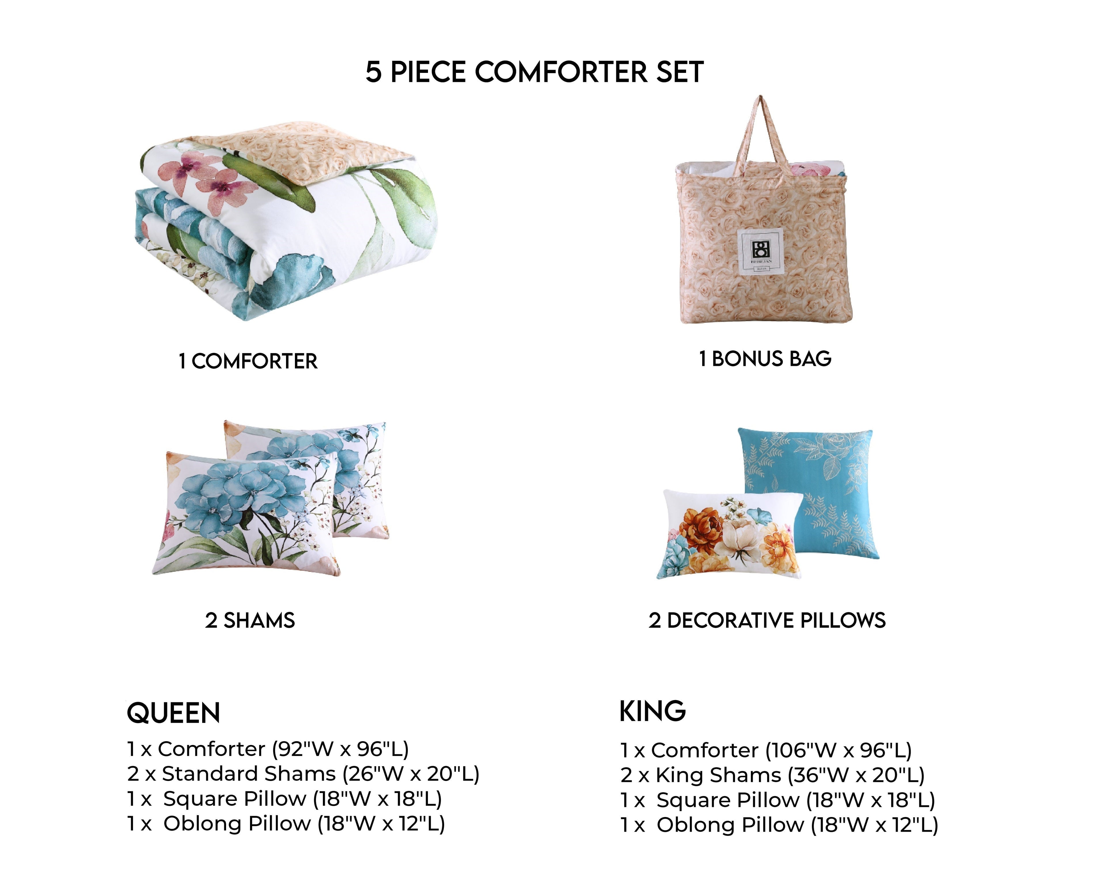 Bebejan Maia Blue 5 Piece Reversible Comforter Set