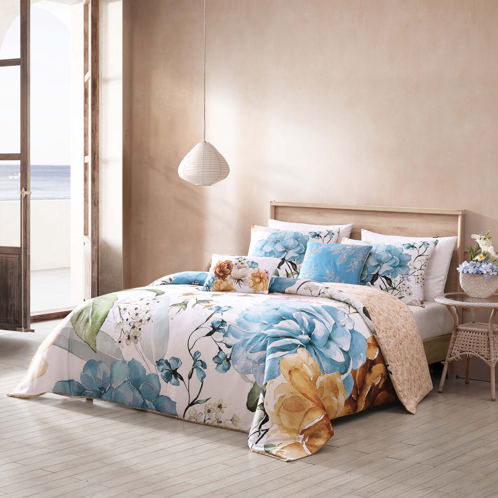 Bebejan Maia Blue 5 Piece Reversible Comforter Set