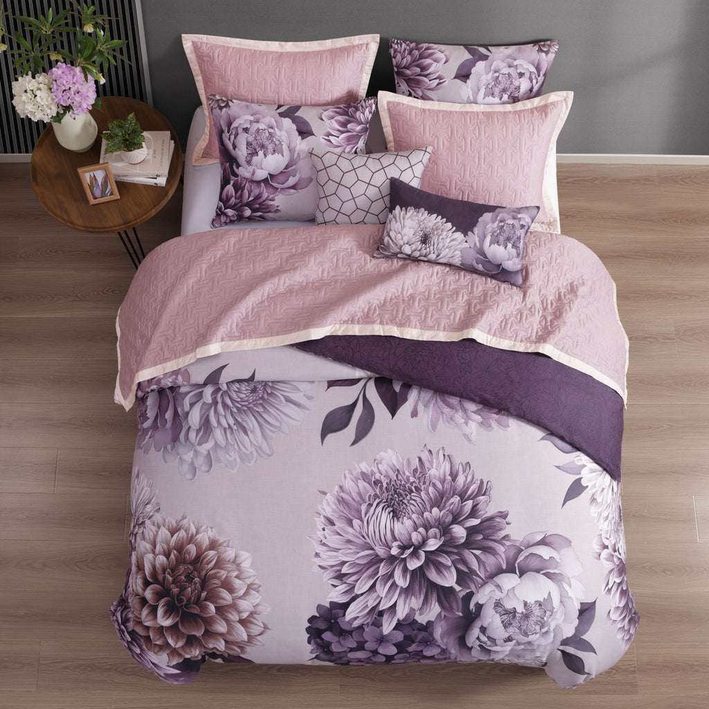 Bebejan Plum Petal 8 Piece Reversible Comforter & Coverlet Set