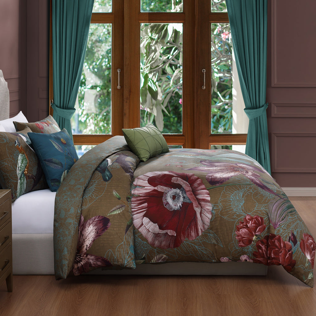 Bebejan Birds on Chocolate Brown 5 Piece Reversible Comforter Set