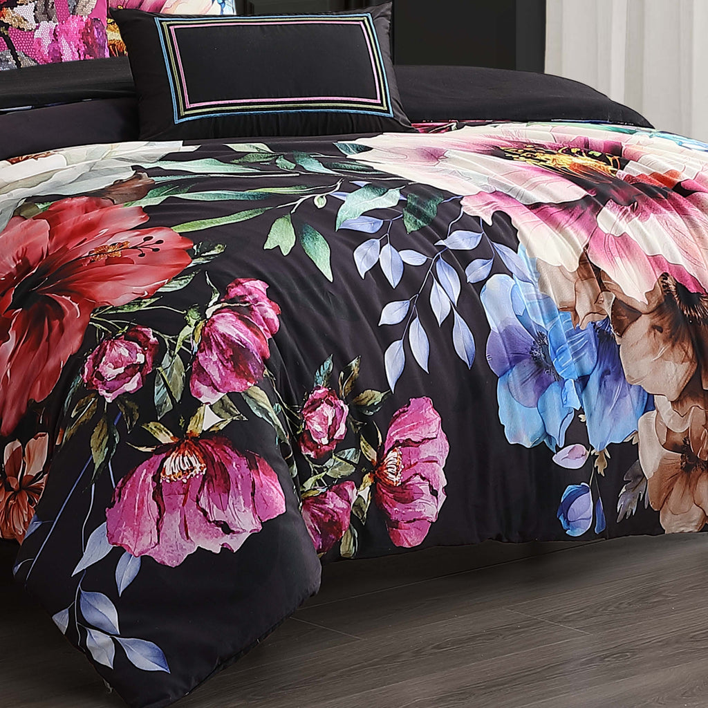 Bebejan Black Night Poppies 5 Piece Reversible Comforter Set