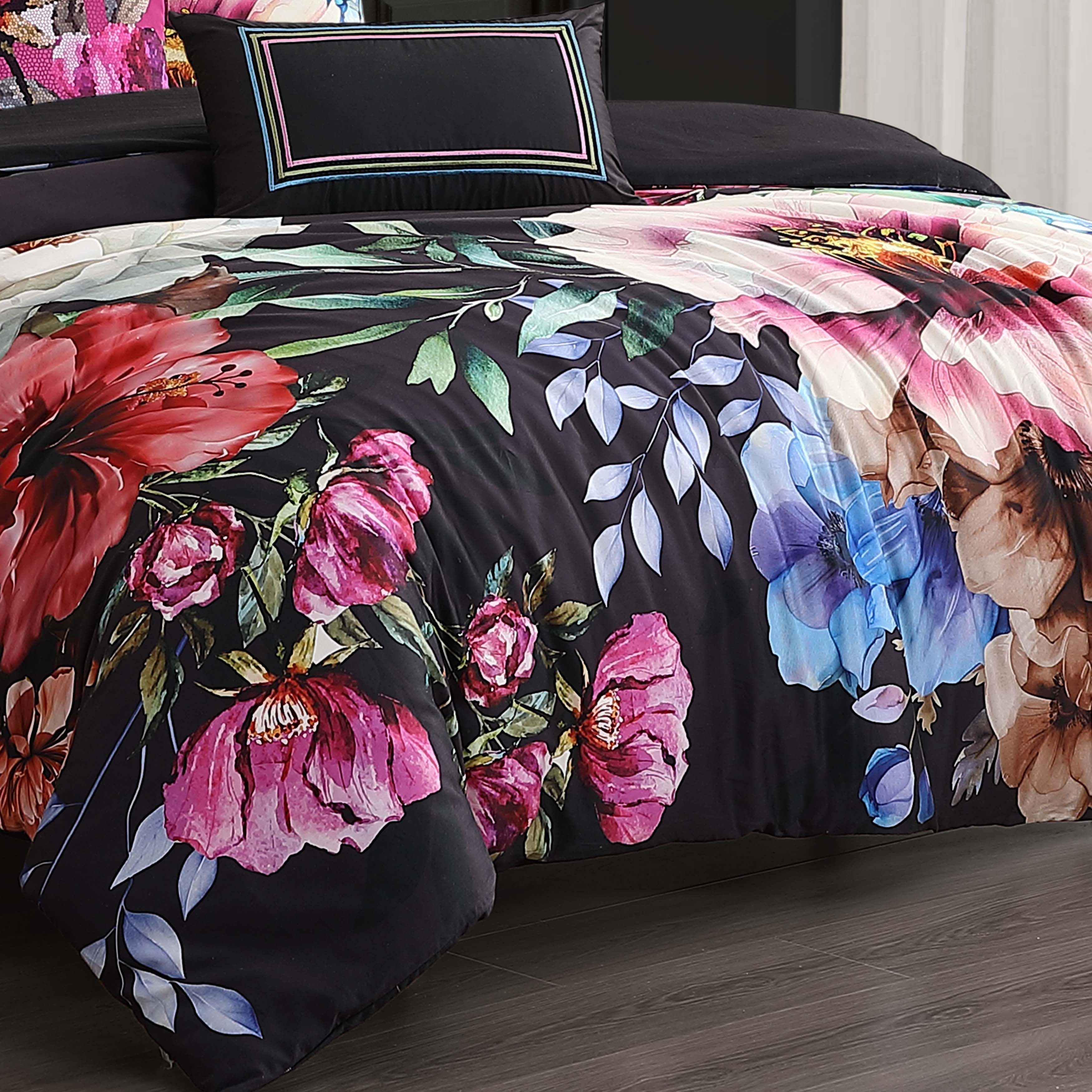 Bebejan Black Night Poppies 5 Piece Reversible Comforter Set