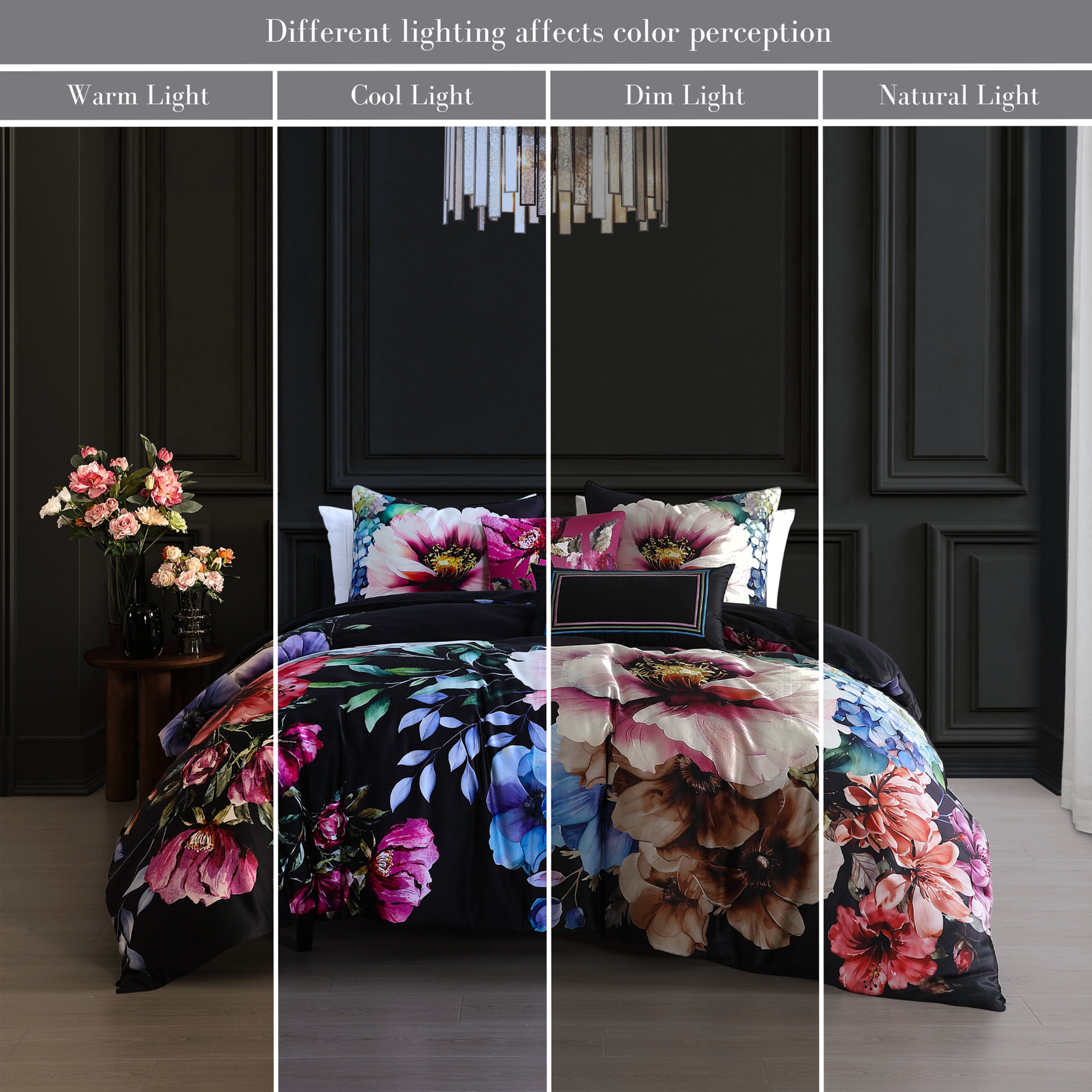 Bebejan Black Night Poppies 5 Piece Reversible Comforter Set