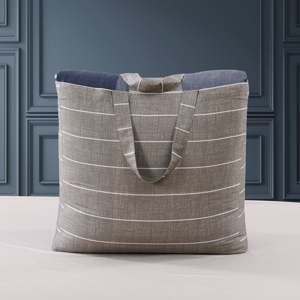 Bebejan Checkered Navy Tan 5 Piece Reversible Comforter Set