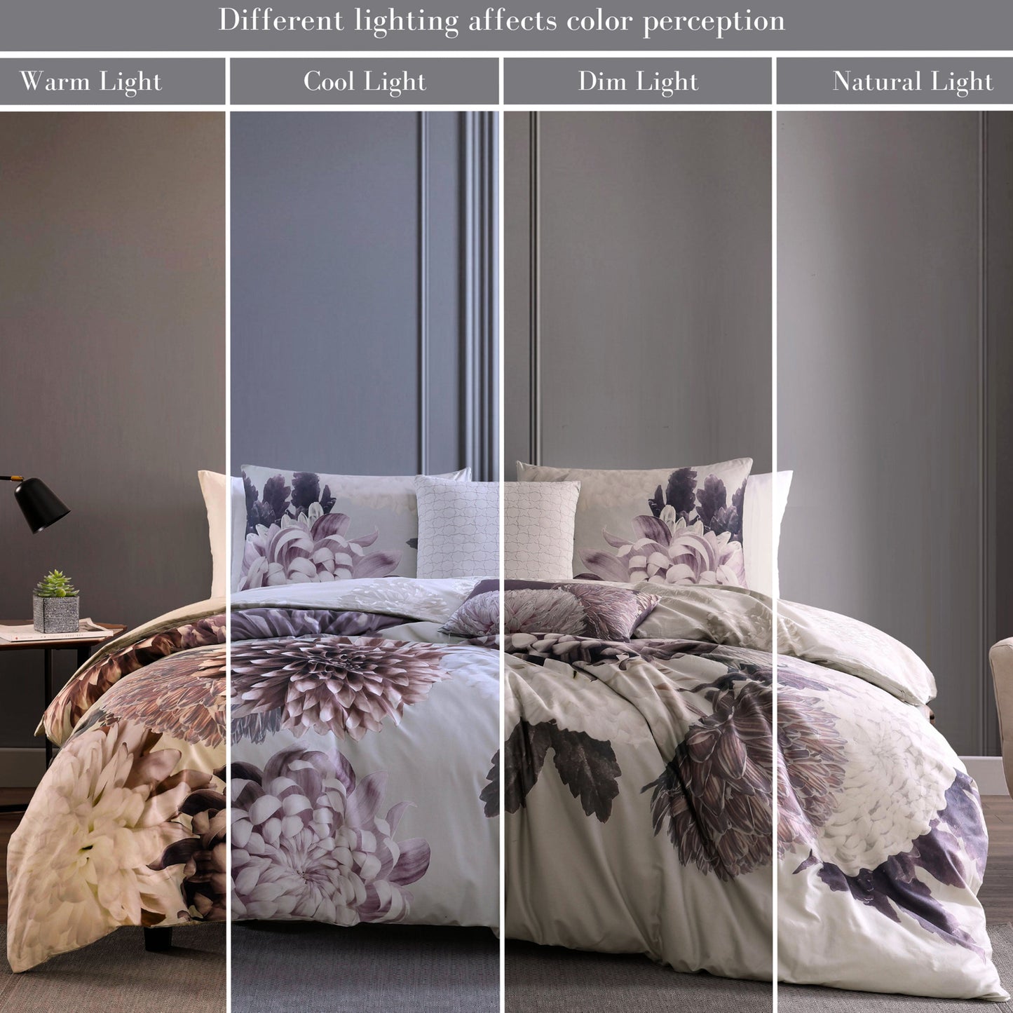 Bebejan Dahlia Purple 5 Piece Reversible Comforter Set