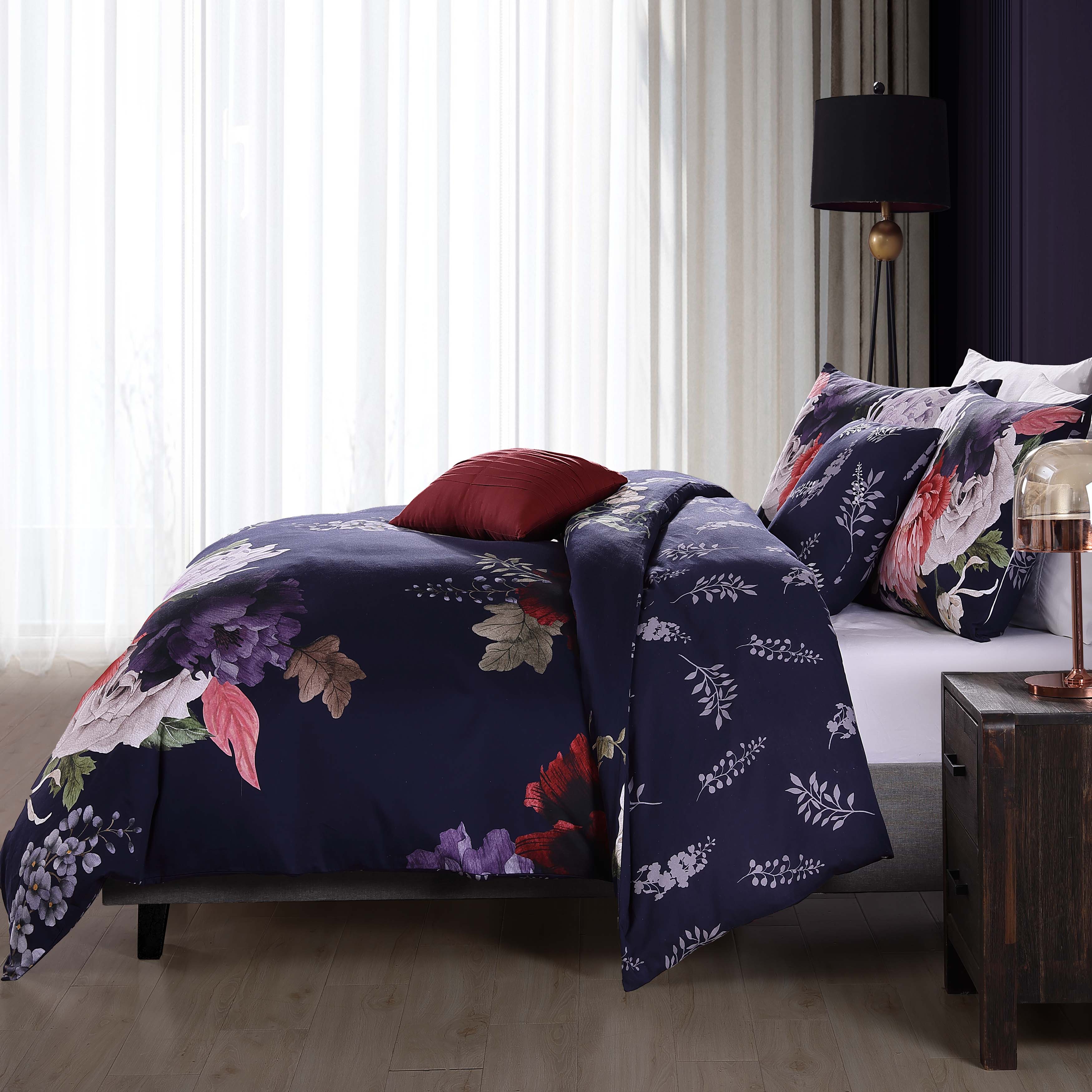 Bebejan Deep Purple Garden 5 Piece Reversible Comforter Set
