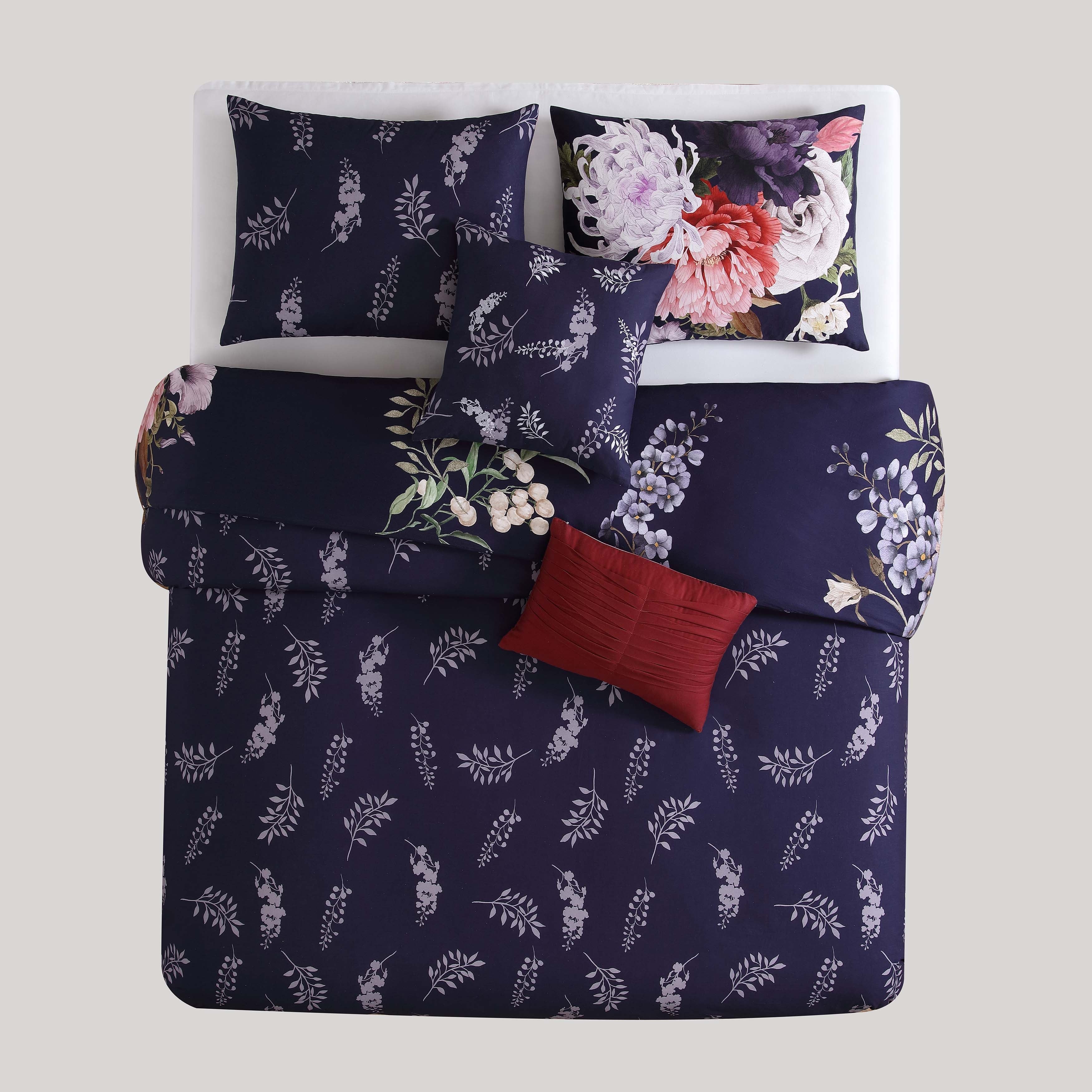 Bebejan Deep Purple Garden 5 Piece Reversible Comforter Set