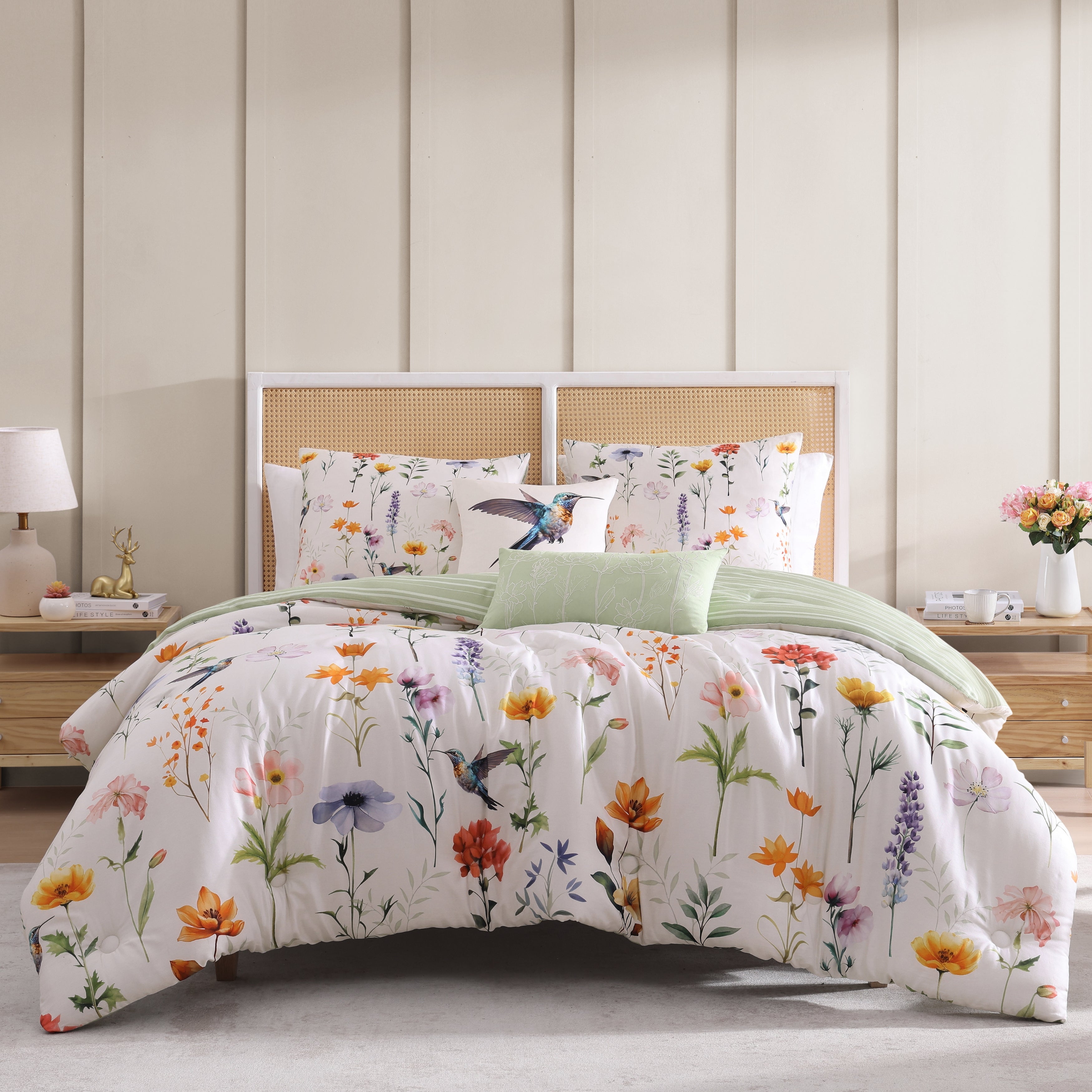 Bebejan Fresh Cut Flowers 5 Piece Reversible Comforter Set