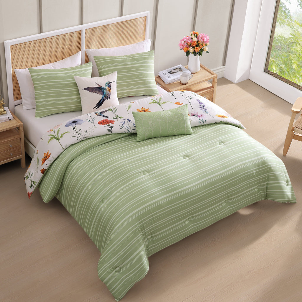 Bebejan Fresh Cut Flowers 5 Piece Reversible Comforter Set