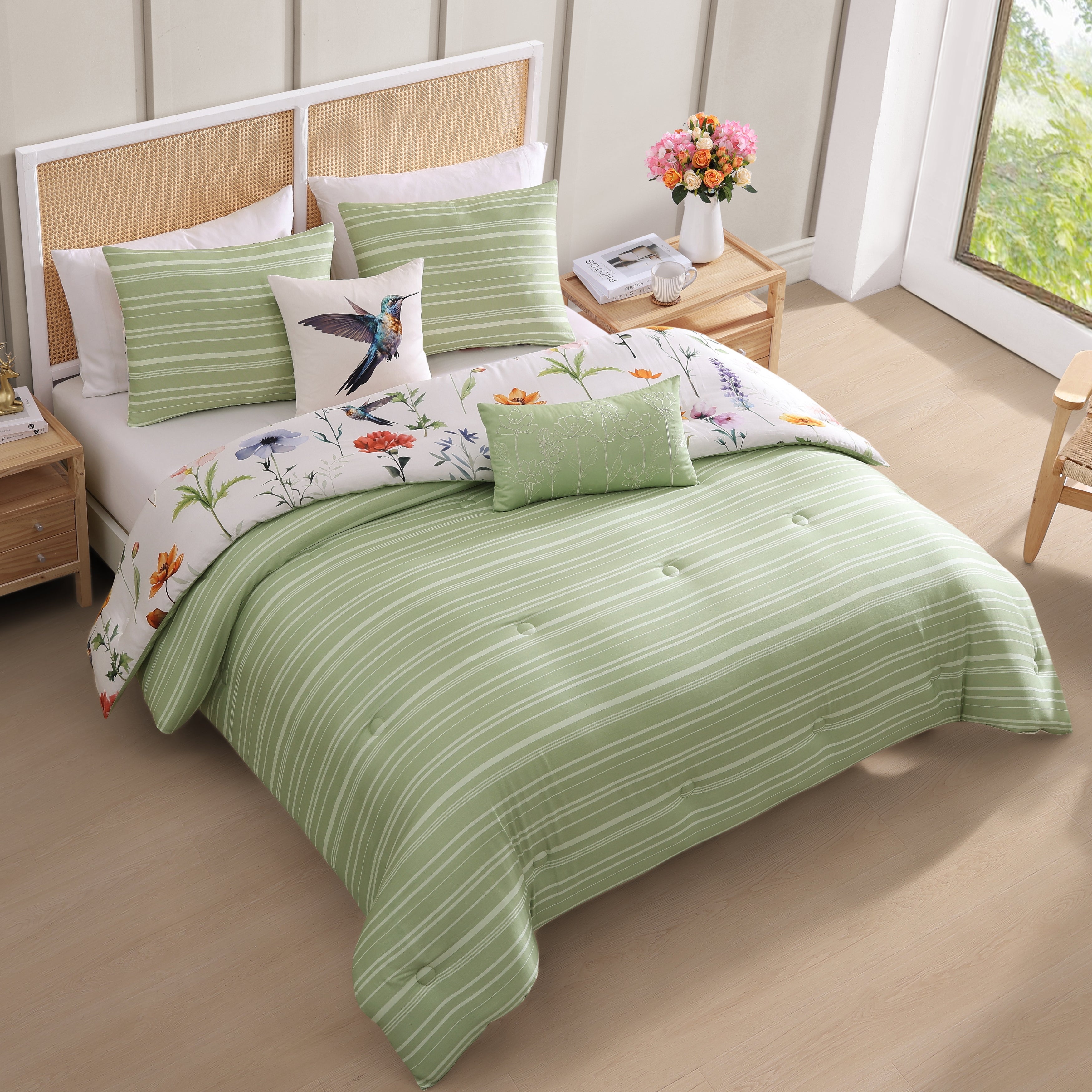 Bebejan Fresh Cut Flowers 5 Piece Reversible Comforter Set