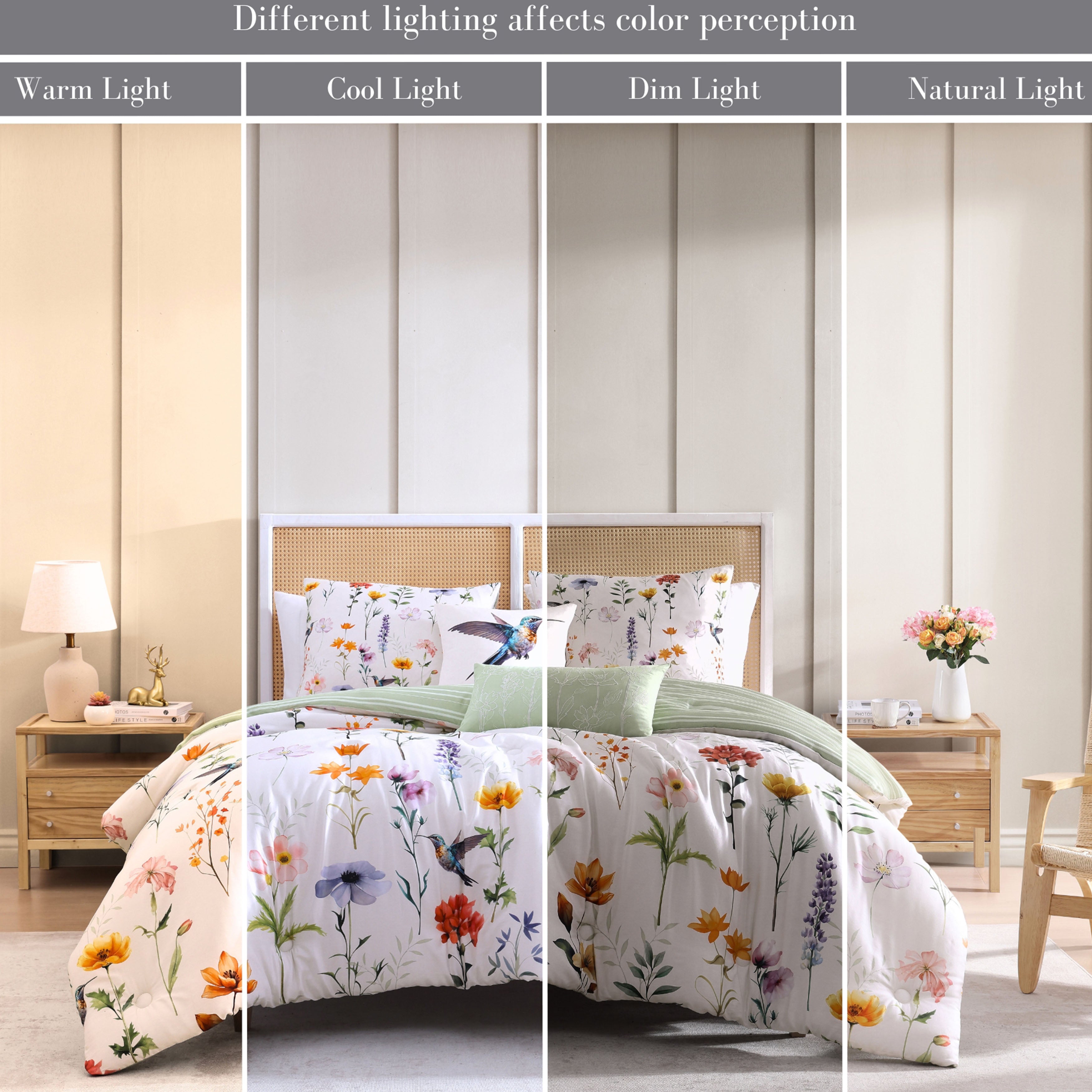 Bebejan Fresh Cut Flowers 5 Piece Reversible Comforter Set