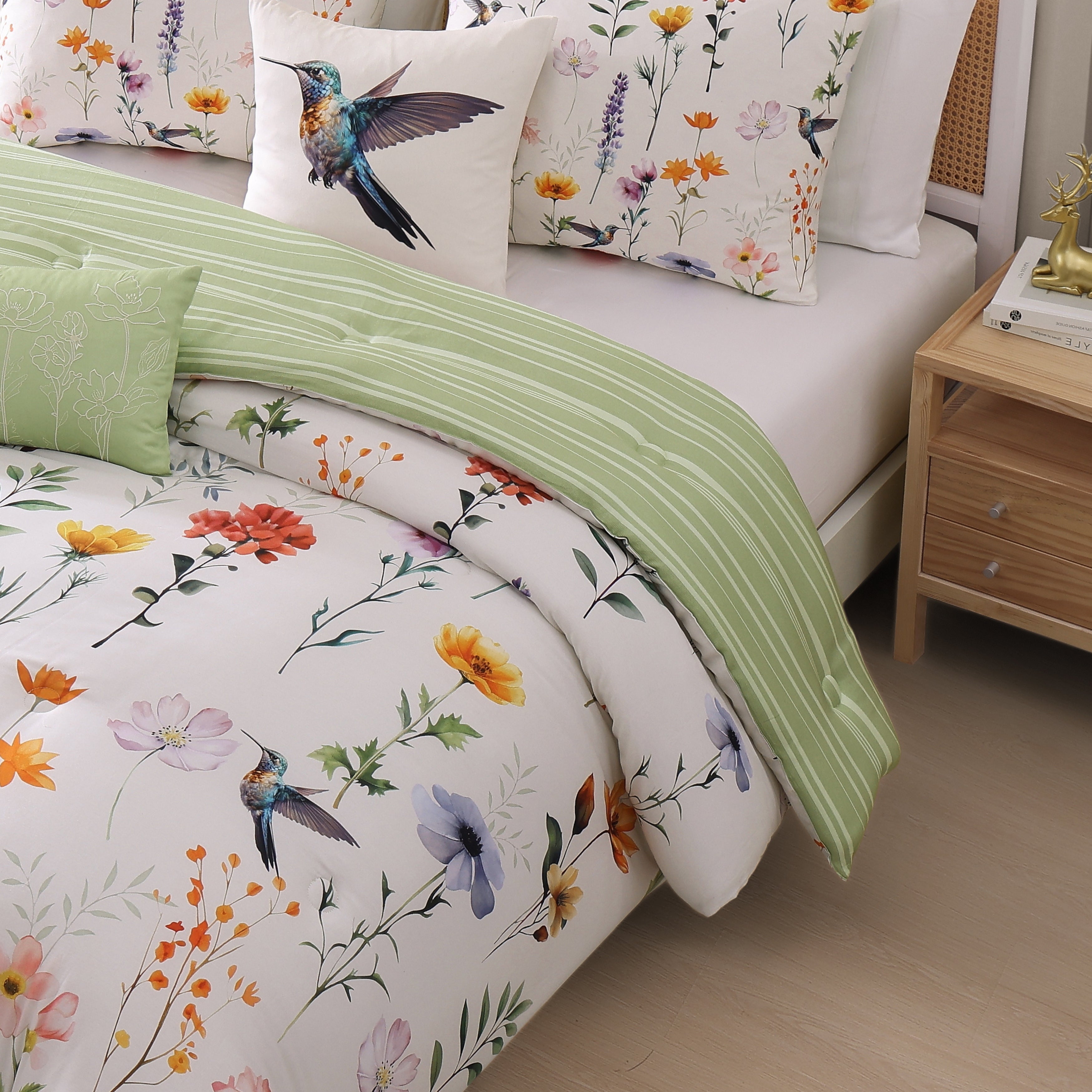 Bebejan Fresh Cut Flowers 5 Piece Reversible Comforter Set