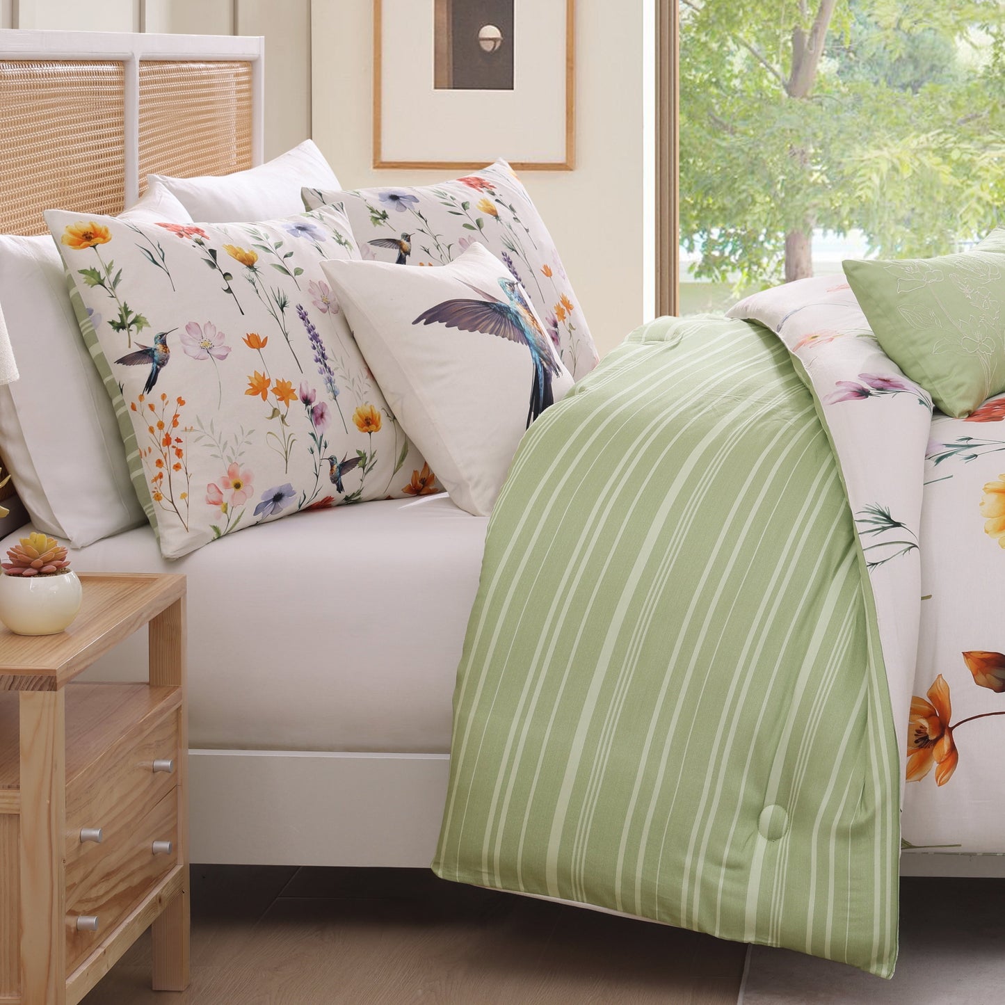 Bebejan Fresh Cut Flowers 5 Piece Reversible Comforter Set