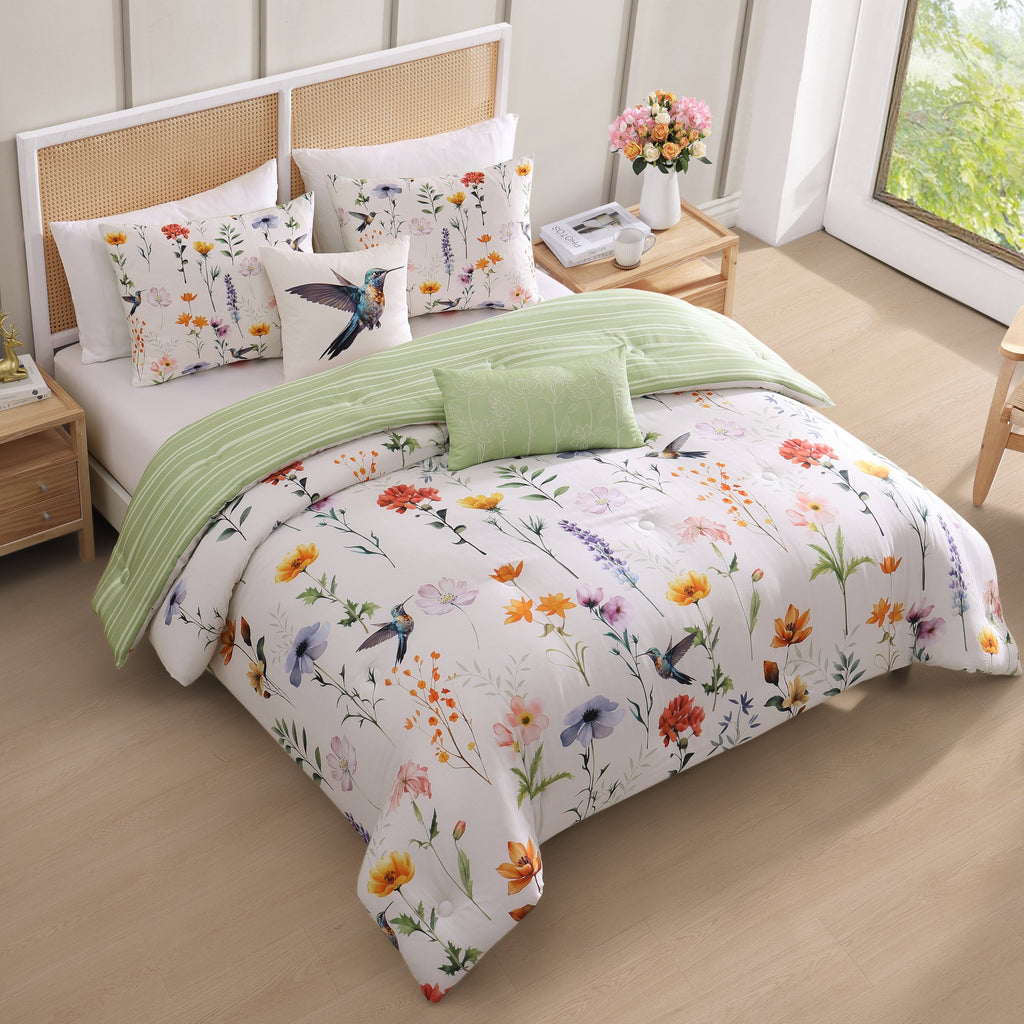 Bebejan Fresh Cut Flowers 5 Piece Reversible Comforter Set