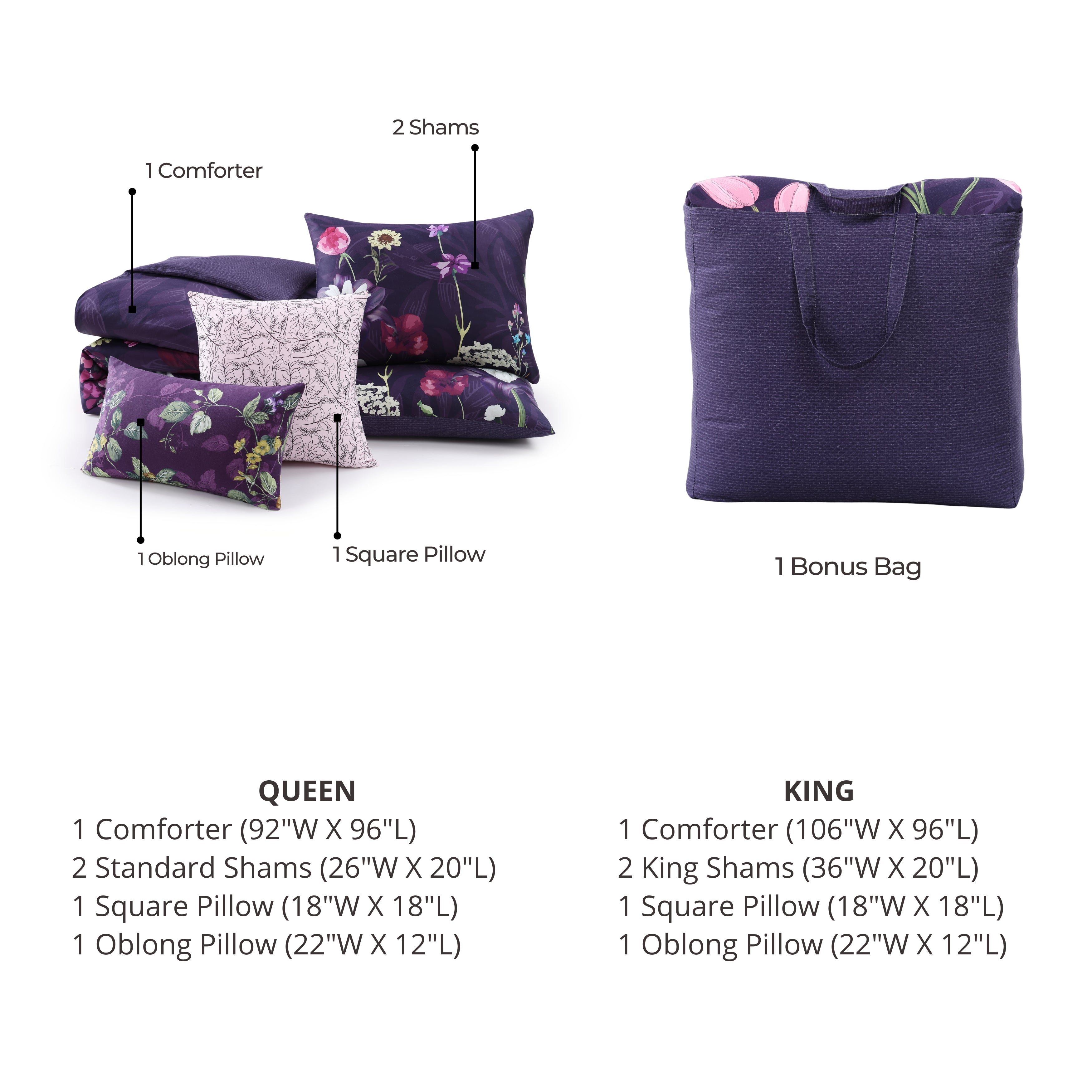 Bebejan Morning Glory 5 Piece Reversible Comforter Set