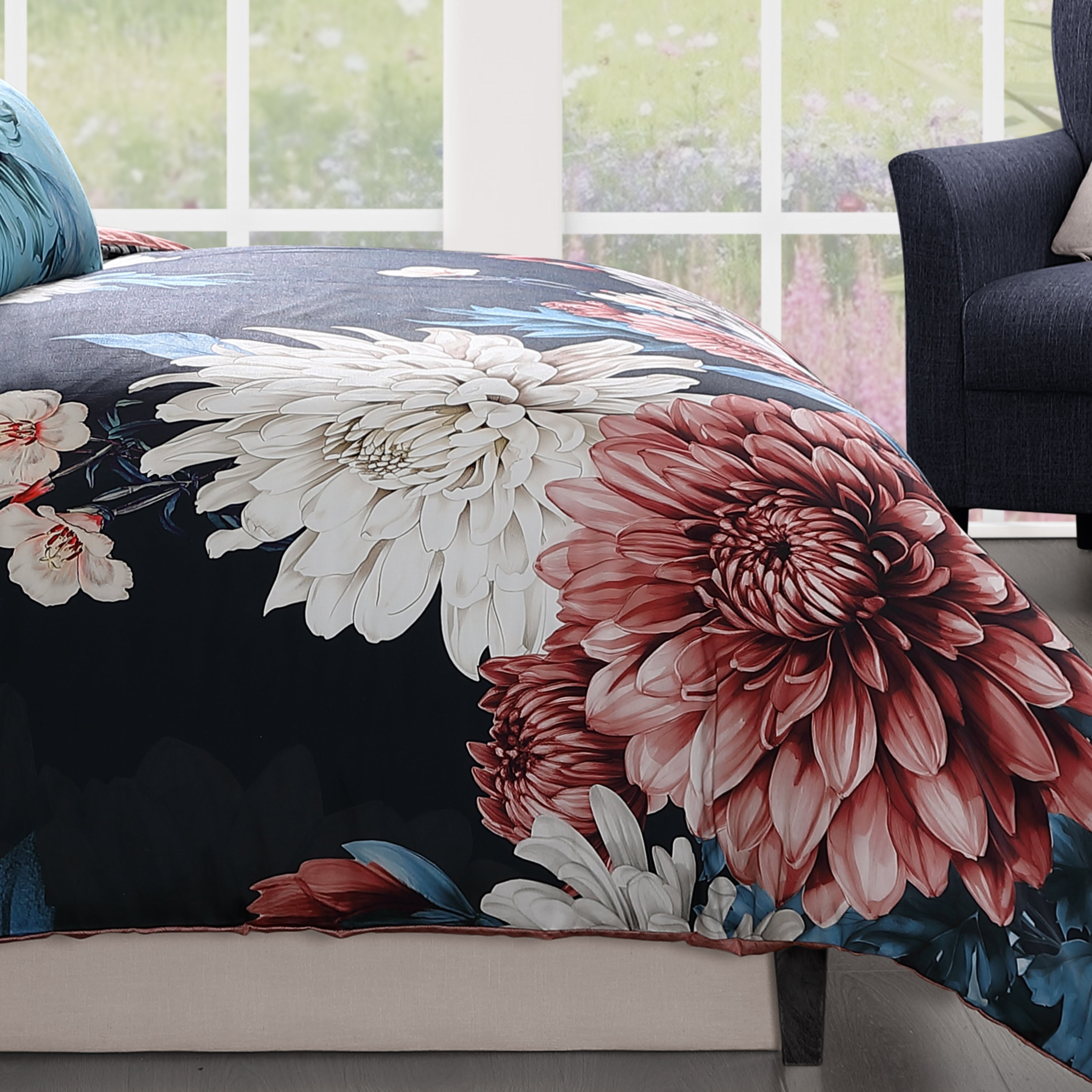 Bebejan Navy Mums 5 Piece Reversible Comforter Set