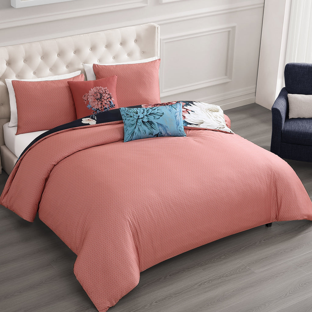 Bebejan Navy Mums 5 Piece Reversible Comforter Set