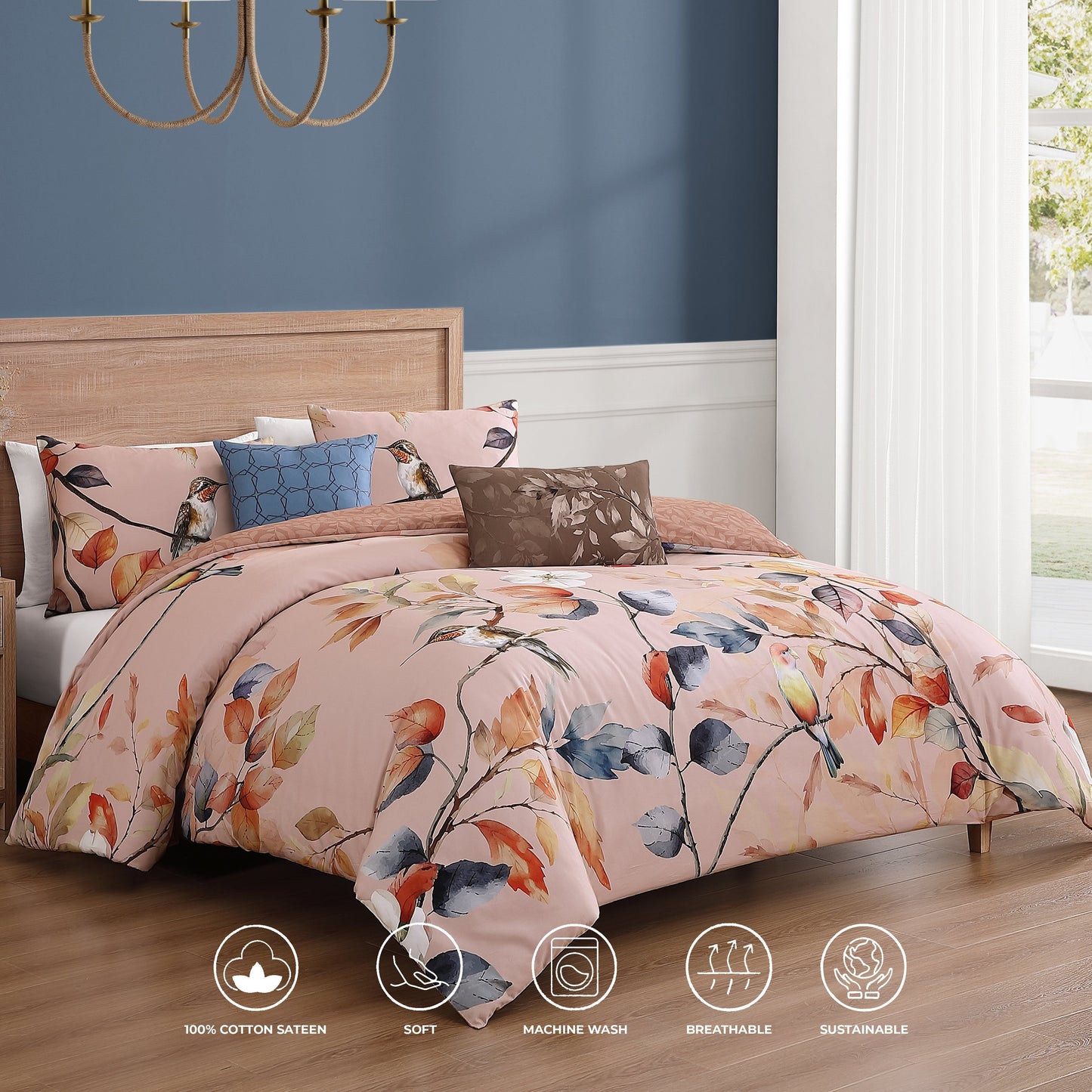 Bebejan Peachy Dogwood 5 Piece Reversible Comforter Set