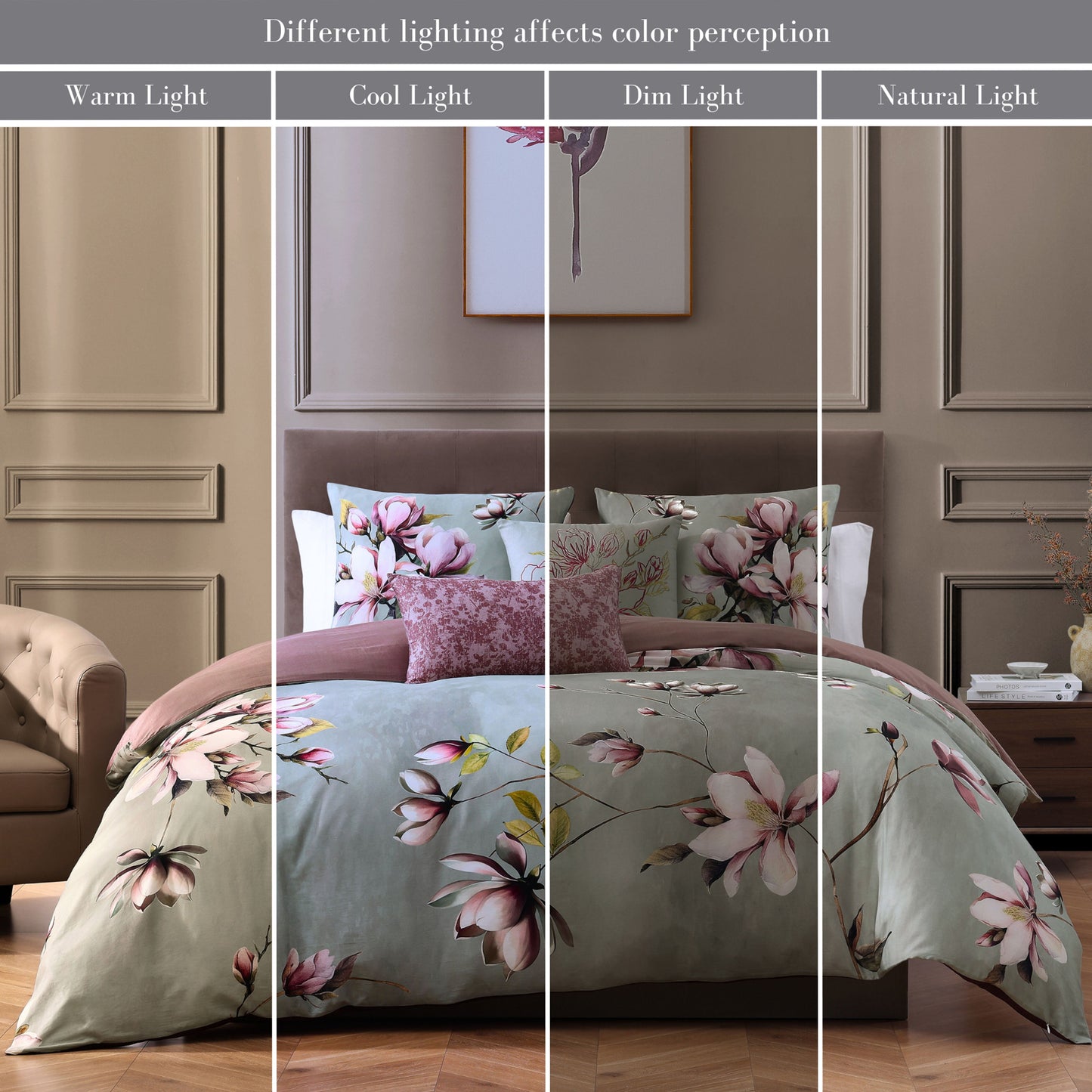 Bebejan Purple Lilies 5 Piece Reversible Comforter Set