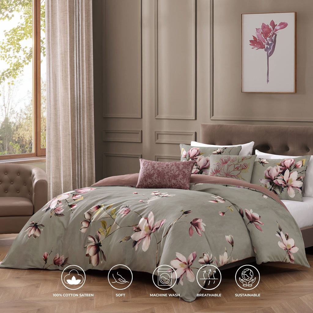 Bebejan Purple Lilies 5 Piece Reversible Comforter Set