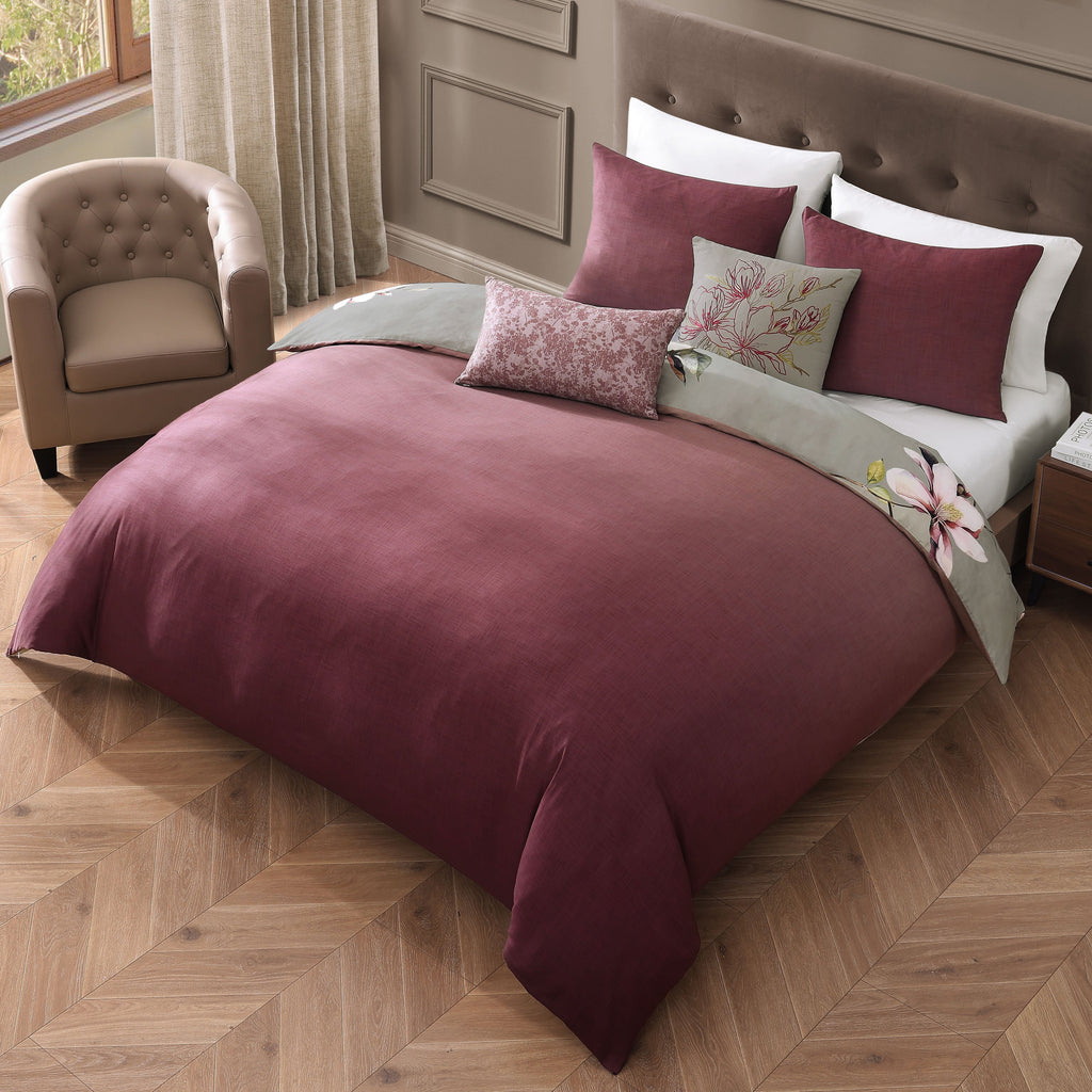 Bebejan Purple Lilies 5 Piece Reversible Comforter Set