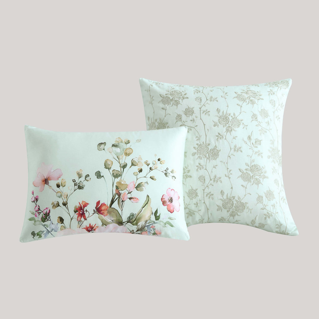 Bebejan Rose on Misty Green 5 Piece Reversible Comforter Set