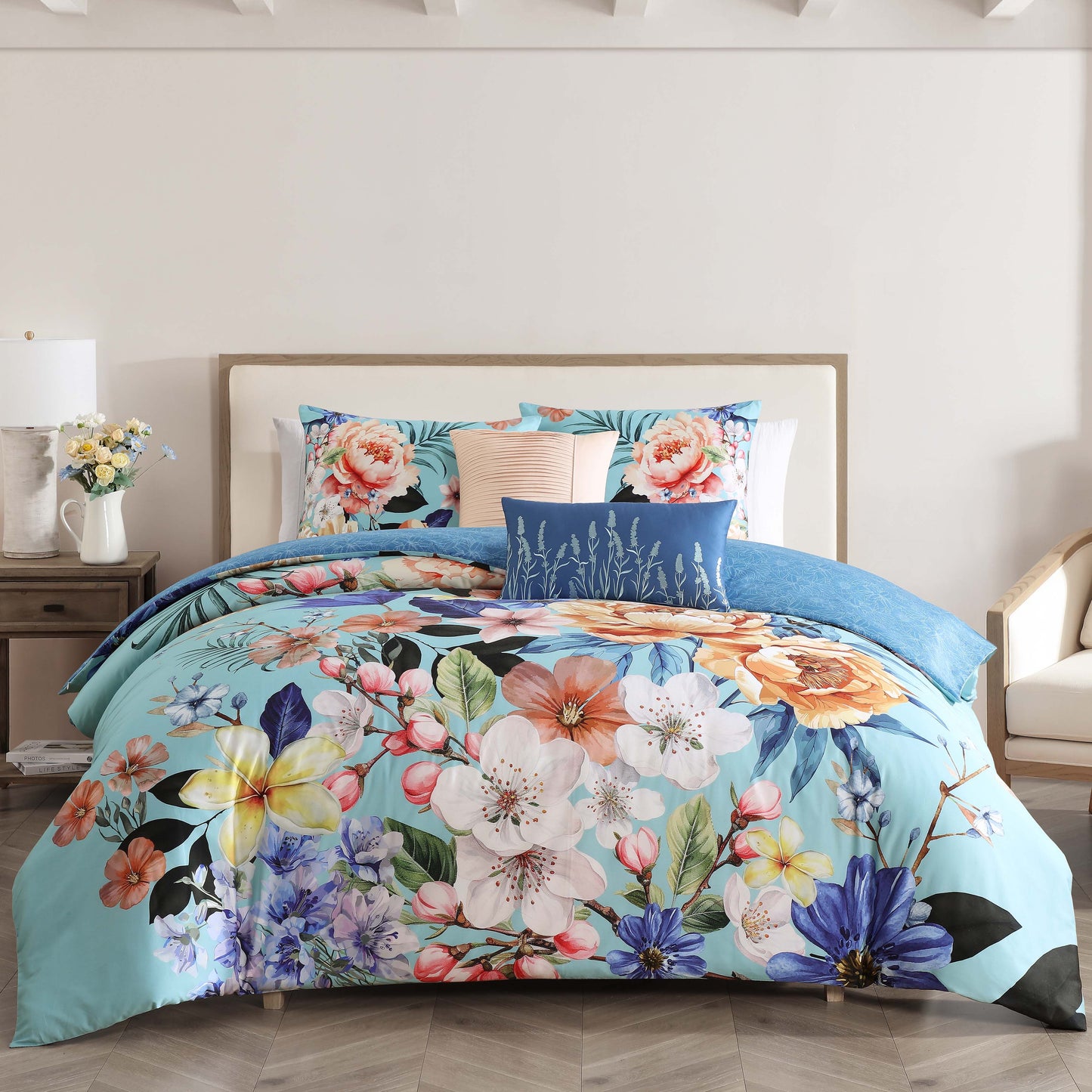 Bebejan Turquoise Reverie 5 Piece Reversible Comforter Set