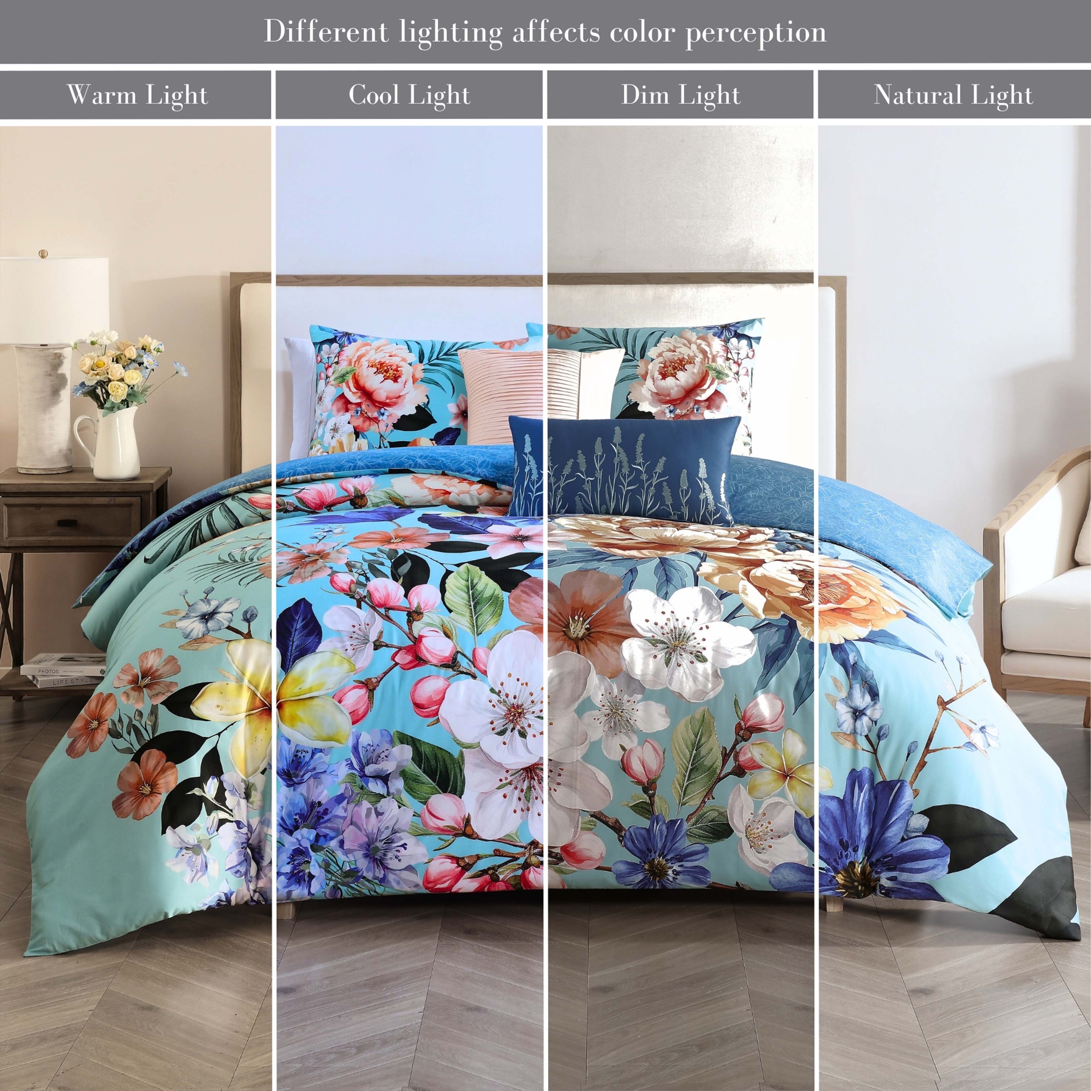 Bebejan Turquoise Reverie 5 Piece Reversible Comforter Set