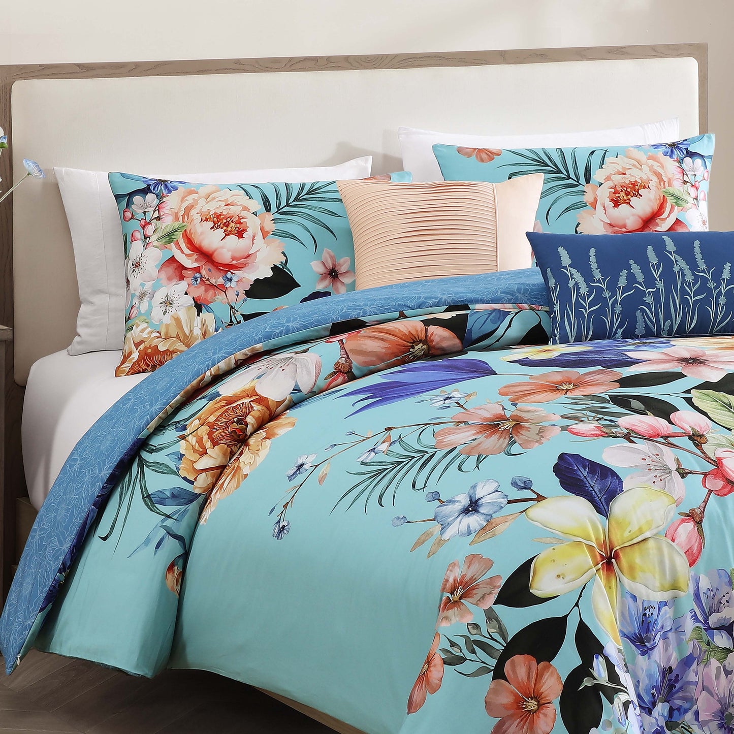 Bebejan Turquoise Reverie 5 Piece Reversible Comforter Set