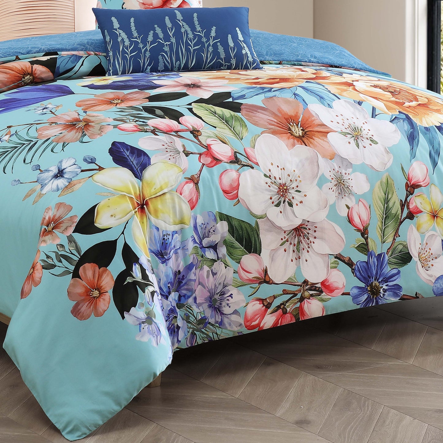 Bebejan Turquoise Reverie 5 Piece Reversible Comforter Set