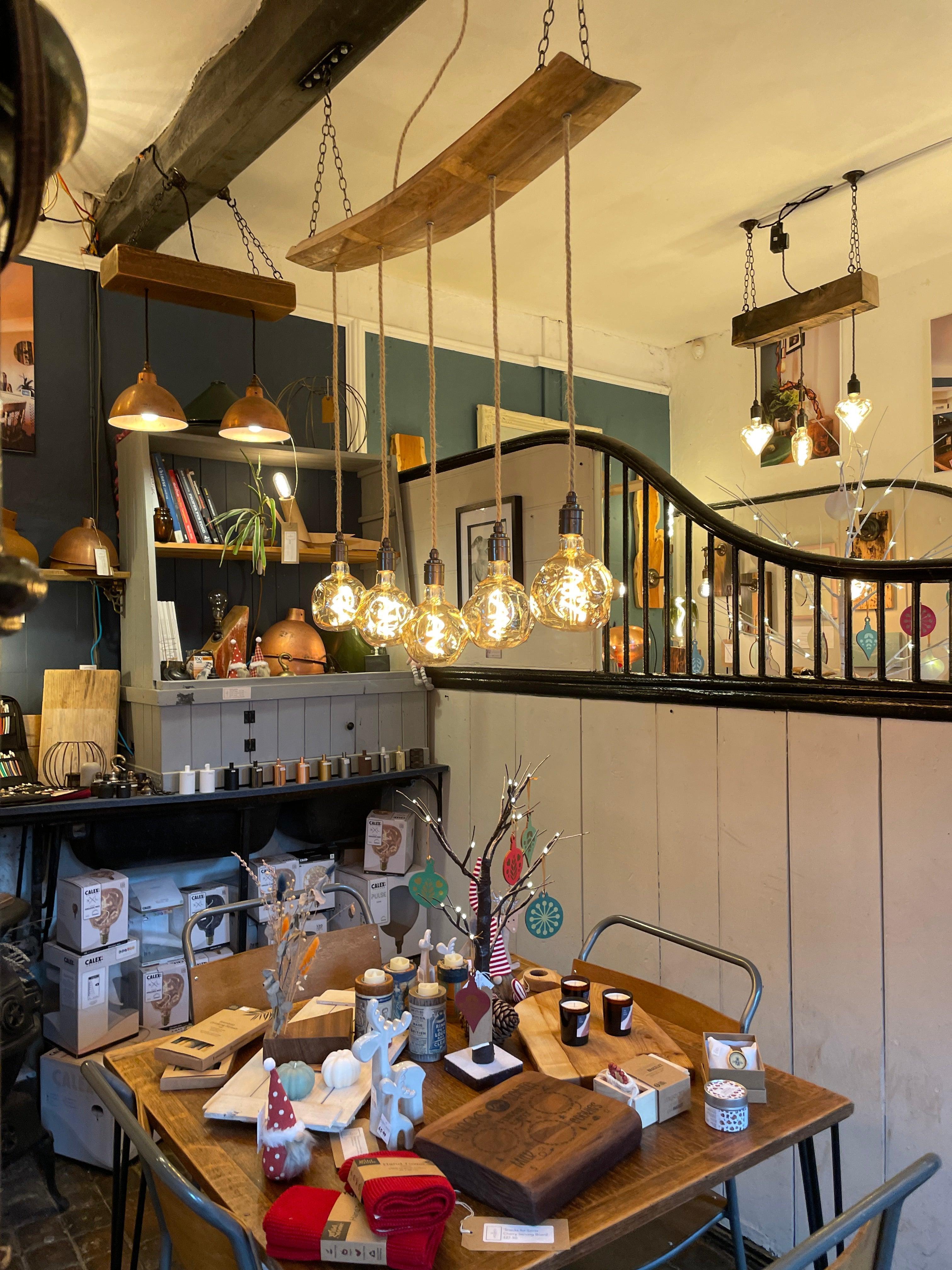 Curvey Oak Stave Chandelier